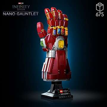 LEGO Marvel Nano Gauntlet, Iron Man Model with Infinity Stones, 76223 Avengers: Endgame Film Set, Collectable Memorabilia, Gift Idea for Adults and Teens