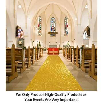 ShinyBeauty Wedding Aisle Runner Gold 4FTx35FT Sequin Aisle Runner for Wedding Ceremony Shiny Gold Aisle Runner for Weddings Bridal Aisle Runner Outdoor Wedding Walkway Decoration Floor Runner