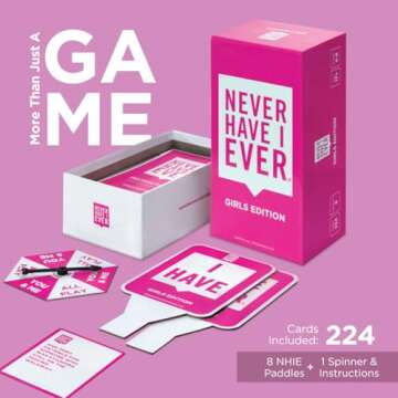 Never Have I Ever - The Ultimate Party Game for Bachelorette Parties, Ladies’ Nights, Girlfriends’ Game Nights, and Social Gatherings | Paddles Included | Intended for Mature Adult Women Ages 17+