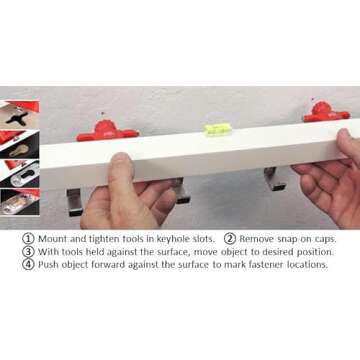 Keyhole Companion Marking Tool Set – Unique Tools Mark Keyhole Slot Fastener Locations on Walls w/o Measuring or Templates or Creating Unwanted Marks while Positioning; For keyhole hangers and slots.