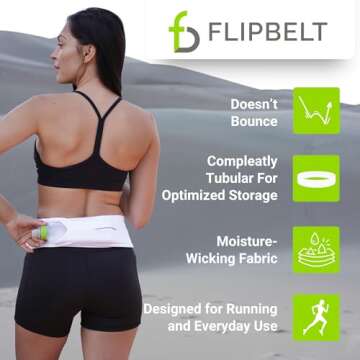 FlipBelt Classic Running Belt, Running Fanny Pack for Women and Men, USA Company