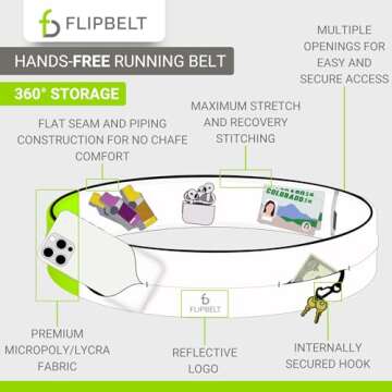 FlipBelt Classic Running Belt, Running Fanny Pack for Women and Men, USA Company