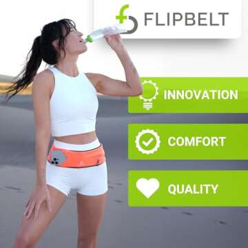 FlipBelt Classic Running Belt, Running Fanny Pack for Women and Men, USA Company