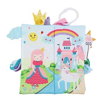 Unicorn Baby Books 0-6 Months 6 to 12 Months, Touch Feel Cloth Crinkle Books for Babies,Infants, Soft Sensory Stroller Toys Baby Gifts Shower Items, Chweing Book, Christmas Stocking Stuffers-princess