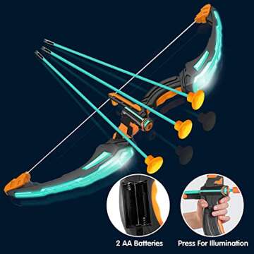 JOYIN Kids Bow and Arrow Set, LED Light Up Archery Toy Set with 9 Suction Cup Arrows, Target & Arrow Case, Indoor and Outdoor Hunting Play Gift Toys for Kids, Boys & Girls Ages 3-12