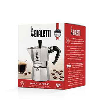 Bialetti - Moka Express: Iconic Stovetop Espresso Maker, Makes Real Italian Coffee, Moka Pot 3 Cups (4.3 Oz - 130 Ml), Aluminium, Silver