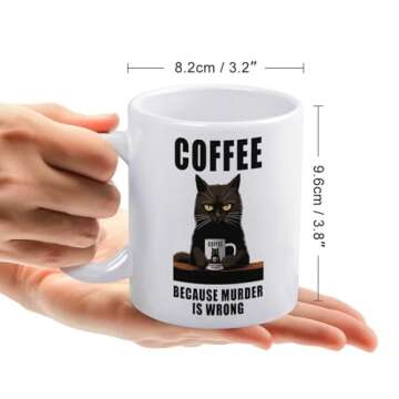 Lbanasd Funny Coffee Mug - 'Coffee Because Murder is Wrong' Gift