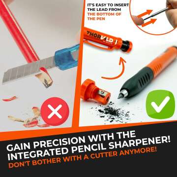 2-in-1 Carpenter Pencils with Grip & Sharpener