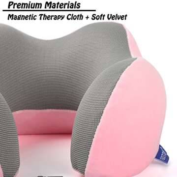 GOTDYA Travel Pillow,Travel Neck Pillows for Sleeping,100% Pure Memory Foam Soft Comfort & Support Pillow for Airplane/Car/Office&Home Rest Use-Pink