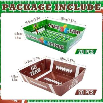 OHOME Football Party Supplies - 40 Pack Superbowl Party Decorations 2025 | Football Plates Disposable Trays for Football Party Favors - Football Accessories Decor for Birthday Party