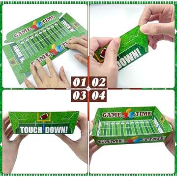 OHOME Football Party Supplies - 40 Pack Superbowl Party Decorations 2025 | Football Plates Disposable Trays for Football Party Favors - Football Accessories Decor for Birthday Party