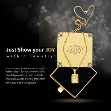 JSJOY Initial Necklaces for Women 18k Gold Pendant Letter Necklaces J Necklace for Men 2023 Graduation Gifts Square Letter Pendant Necklace Mothers Day Jewelry for Women