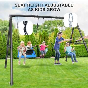 Hapfan 600lbs Heavy Duty Swing Set with 1 Platform Swing, 2 Belt Swings,A Frame Metal Swing Set for Outdoor Backyard