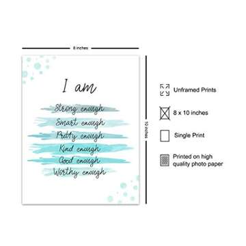 Positive Quotes Wall Decor - Positive Affirmations - Encouragement Gifts for Women, Teens, Girls - Inspirational Quotes - Motivational Wall Art - Inspiring Uplifting Sayings Wall Decor - Light Blue