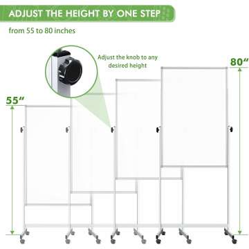 32x48" Mobile Whiteboard on Wheels – Adjustable & Double-Sided