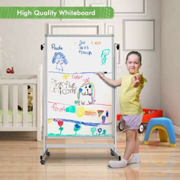 32x48" Mobile Whiteboard on Wheels – Adjustable & Double-Sided