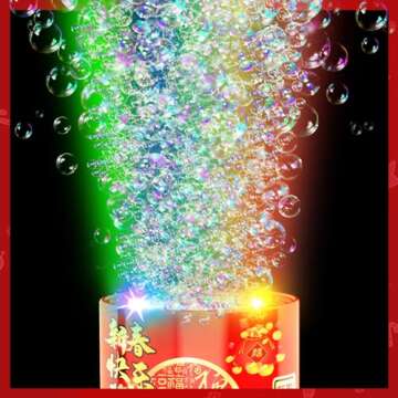 RGB LED Fireworks Bubble Machine for Kids and Parties