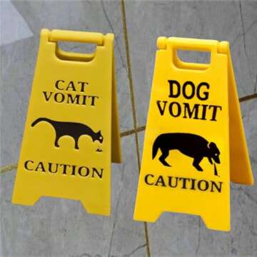 Humorous Cat Vomit Sign - Perfect for Cat Lovers