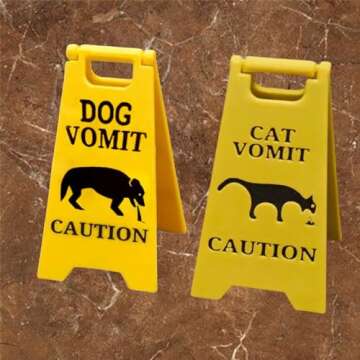 Humorous Cat Vomit Sign - Perfect for Cat Lovers