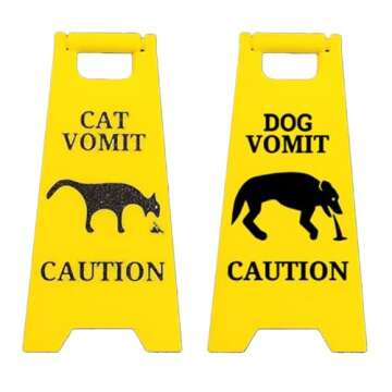 Humorous Cat Vomit Sign - Perfect for Cat Lovers