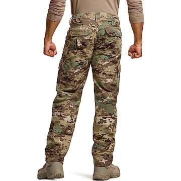 CQR Men's Tactical Pants, Water Resistant Ripstop Cargo Pants, Lightweight EDC Work Hiking Pants, Outdoor Apparel, Duratex Mag Pocket Utility Camo, 34W x 32L