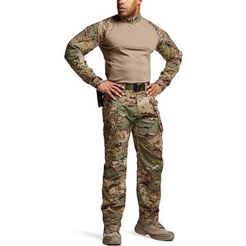 CQR Men's Tactical Pants, Water Resistant Ripstop Cargo Pants, Lightweight EDC Work Hiking Pants, Outdoor Apparel, Duratex Mag Pocket Utility Camo, 34W x 32L