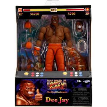 Collectible Figures Compatible with Jada Toys Street Fighter II Dee Jay Action Figure, 6 inches, Wave 3, 1:12 Scale, Interchangeable Heads, Hands & Accessories