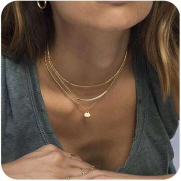 Aisansty Dainty Layered Choker Necklaces Handmade Coin Tube Star Pearl Pendant Multilayer Adjustable Layering Chain Gold Plated Necklaces Set for Women Girls