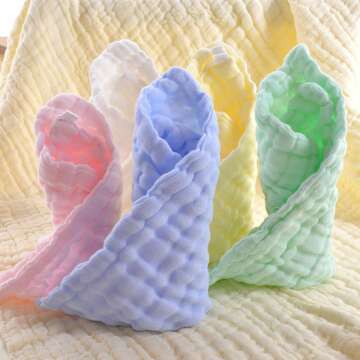 Soft Muslin Baby Washcloths - 5 Pack for Newborns