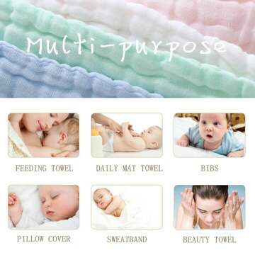 Soft Muslin Baby Washcloths - 5 Pack for Newborns