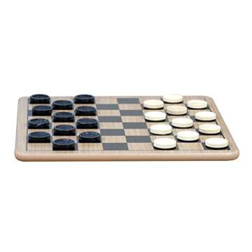 Regal Games - Reversible Wooden Board for Chess, Checkers & Tic-Tac-Toe - 24 Interlocking Wooden Checkers and 32 Standard Chess Pieces - for Age 8 to Adult for Family Fun