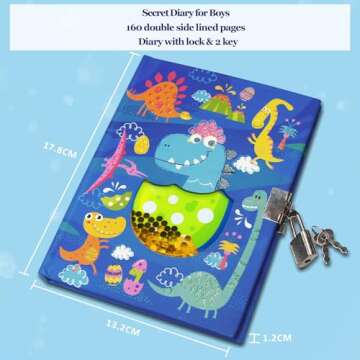 Dinosaur Diary with Lock for Boys | Fun Journals Age 5-10