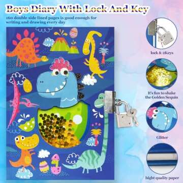 Dinosaur Diary with Lock for Boys | Fun Journals Age 5-10