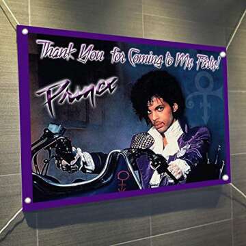 Prince Artist Singer 80's 90's pop Music Large Vinyl Indoor or Outdoor Banner Sign Poster Backdrop Decoration, Waterproof, 30 x 24, 2.5' x 2'