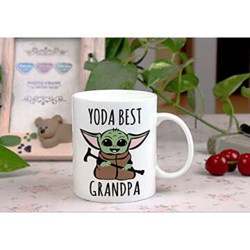 LOZACHE Baby Yoda Gifts for Grandpa, Best Grandpa Ever Coffee Mug for Men Grandfather To Be First Time Fathers Birthday Christmas Day Gift Present from Granddaughter Grandchildren (Yodas Grandpa)