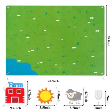 WATINC Farm Animals Felt Story Board Set 3.5Ft 38Pcs Preschool Farmhouse Themed Storytelling Flannel Barnyard Domestic Livestock Early Learning Interactive Play Kit Wall Hanging Gift for Toddlers Kids