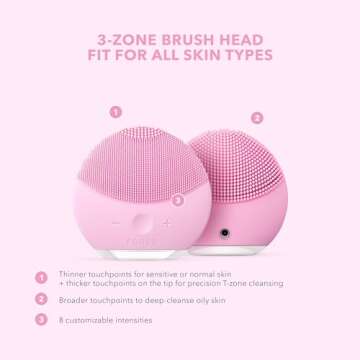 FOREO LUNA mini 2 Ultra-hygienic Facial Cleansing Brush All Skin Types Face Massager for Clean & Healthy Face Care Extra Absorption of Facial Skin Care Products Waterproof