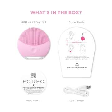 FOREO LUNA mini 2 Ultra-hygienic Facial Cleansing Brush All Skin Types Face Massager for Clean & Healthy Face Care Extra Absorption of Facial Skin Care Products Waterproof