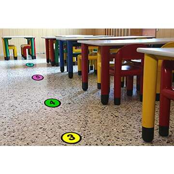 WhatSign Line up Spots for Classroom Floor Number Stickers for Classroom 36Pcs Line up Dots Floor Decals Line up Numbers for Classroom Back to School Kindergarten Preschool Supplies