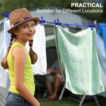 Portable Retractable Clothesline 2 Pack with Clothespins