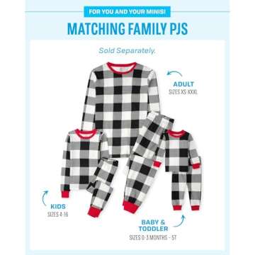 The Children's Place baby girls Family Matching Christmas Holiday Sets, Snug Fit 100% Cotton, Pajama Set, Blk/Wht Buff, X-Small US