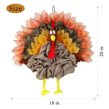 CYNOSA Thanksgiving Door Decorations Turkey Decor Turkey Wreath Thanksgiving Wreath for Front Door Turkey Decorations Fall Thanksgiving Door Hanger Gobble Gobble Sign Thanksgiving Decorations