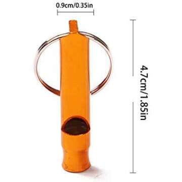 Set of 12 Extra Loud Whistles for Camping Hiking Hunting Outdoors Sports and Emergency Situations, Sturdy but Light Aluminium Key Chain Signals