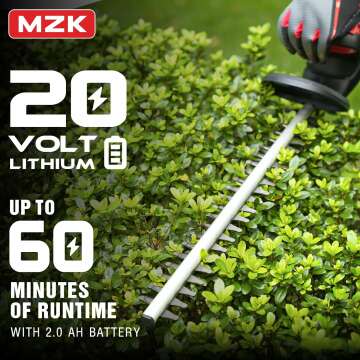 MZK 22.4'' Cordless Hedge Trimmer, 20V Bush Trimmer, Handheld Hedge Cutter, Grass Shrub Trimmer, Lightweight & Compact Trimmer(Battery & Charger Included)