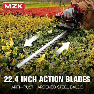 MZK 22.4'' Cordless Hedge Trimmer, 20V Bush Trimmer, Handheld Hedge Cutter, Grass Shrub Trimmer, Lightweight & Compact Trimmer(Battery & Charger Included)