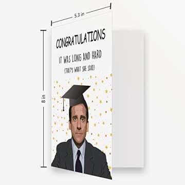 OJsensai Happy Graduation Card for Him Her, Congratulations Graduate, Michael Scott Card for Classmates, Funny Gifts for Graduate