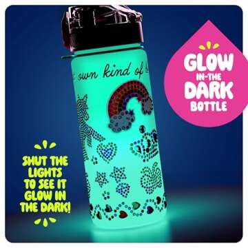 Decorate Your Own Glow-in-the-dark Water Bottle Kit for Girls - 4 5 6 7 8 Year Old Girl Birthday Gift Ideas - Gifts for Girls Ages 4-6 5-7 6-8 - Arts and Crafts for Kids Age 6-8 - Unicorn Mermaid Toys