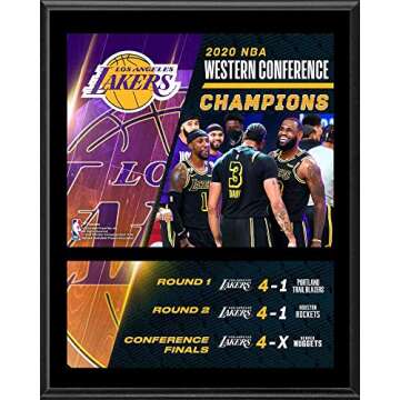 Los Angeles Lakers 12.5" x 15" 2020 NBA Western Conference Finals Champions Road Through Sublimated Plaque - NBA Team Plaques and Collages