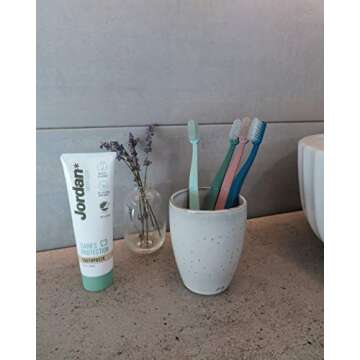 Jordan Green Clean Manual Toothbrush - Sustainable, Eco-Friendly Scandinavian Design, Soft Bristles, Mixed Colors, 4 Units