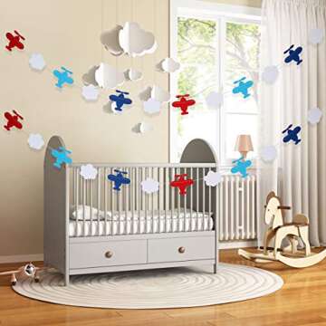 2Pcs Airplane Clouds Garland Airplane Birthday Banner Airplane Baby Shower Banner Decorations for Airplane Aviation Themed Birthday Party Decorations